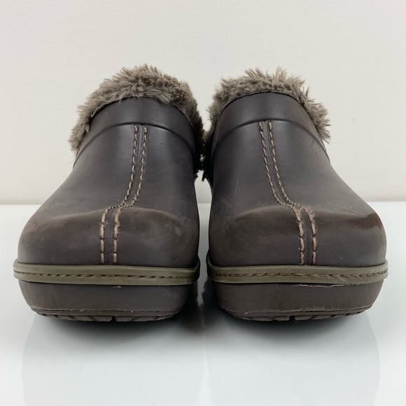 Crocs Women’s Eva Fur Lined Mule Clog Brown Slip On Size 7.0 - Picture 4 of 10
